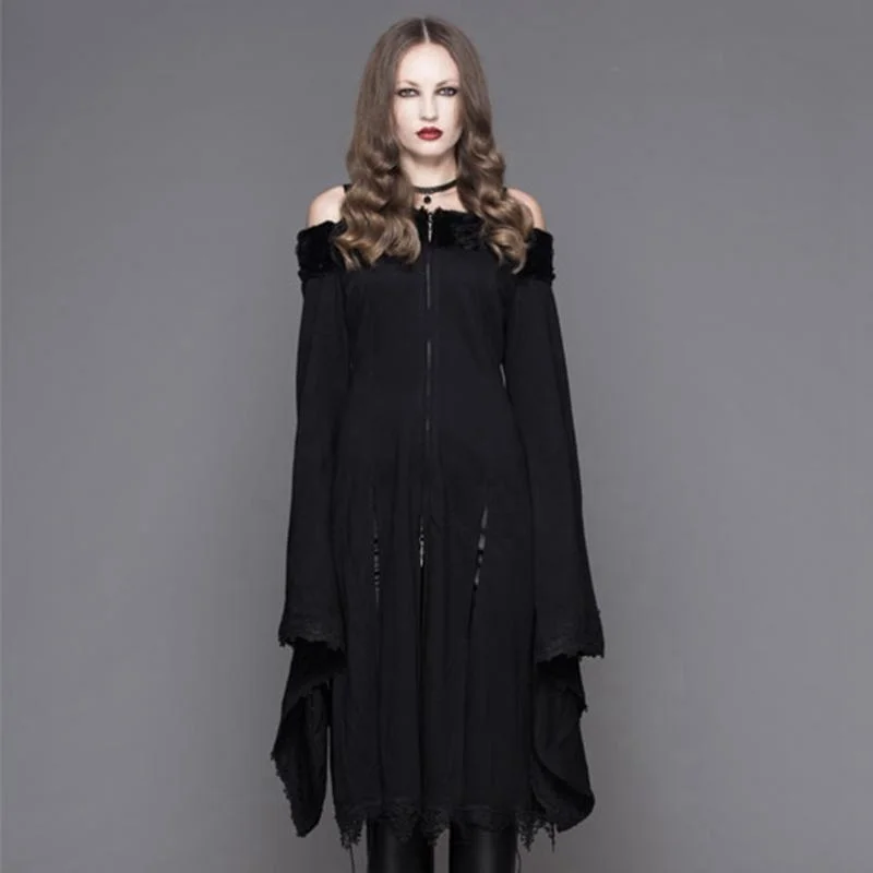 Braided handmade dress-Women's Bertha Neck Goth Middy Dress