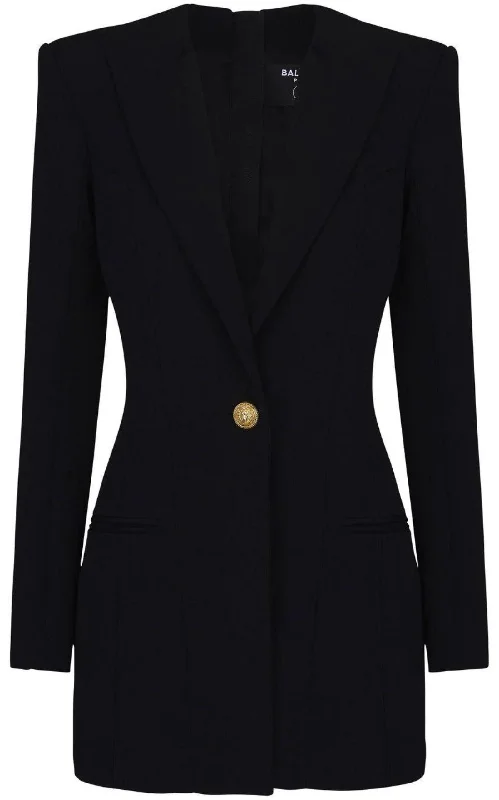 Thick plush dress-Single-breasted Blazer Dress