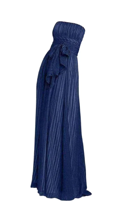 Plain knotted dress-Strapless Silk Dress