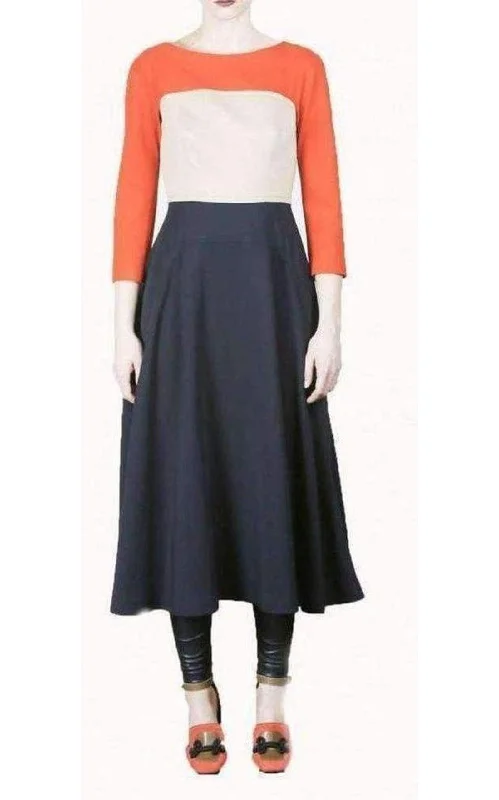 Day relaxed dress-Stretch Color Block Dress