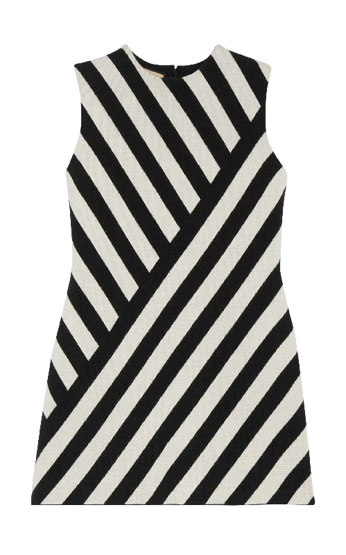 Beat hot dress-Striped Jacquard Sleeveless Dress