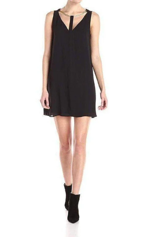 Ribbed knit dress-Viviene V-Neck with Rope Trim Dress