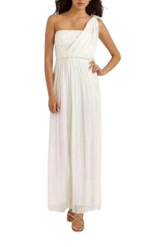 Heirloom slip dress-White One Shoulder Shadow Silk Dress