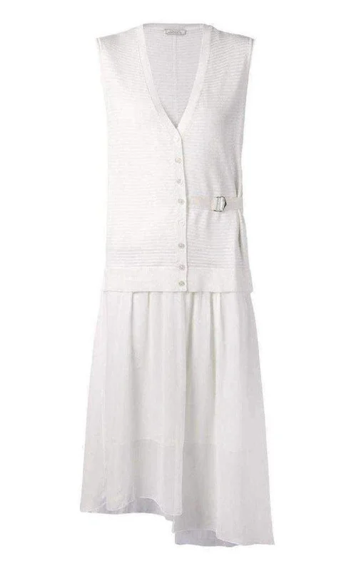 Bow-tie party dress-White Wool & Silk Dress