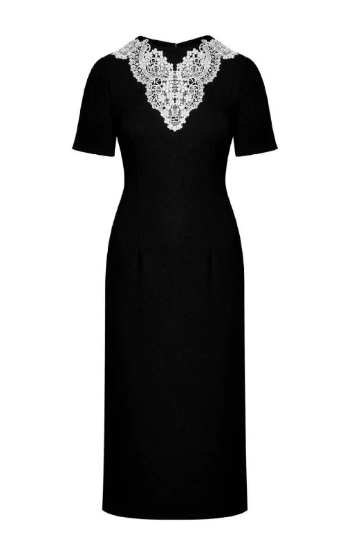 Gemstone gala dress-Wool Sable Lace Midi Dress