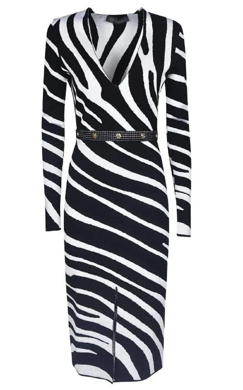 Light cotton dress-Zebra Print Sweater Dress