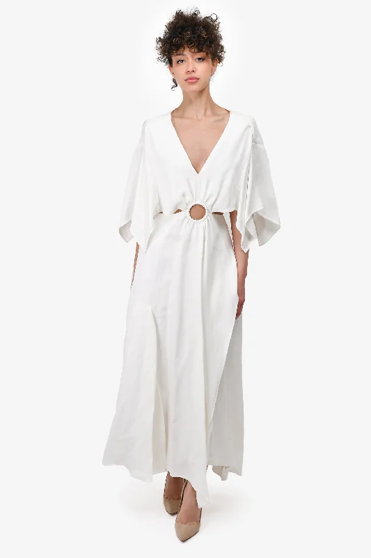 Citron bright dress-3.1 Phillip Lim White Cape Overlay Maxi Dress Size 0