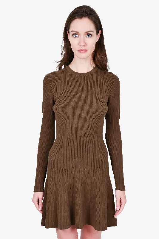 Midnight work dress-A.L.C Brown Ribbed Knit Dress Size S