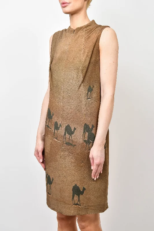 Fresh light dress-Akris Camel Print Dress Est. Size M