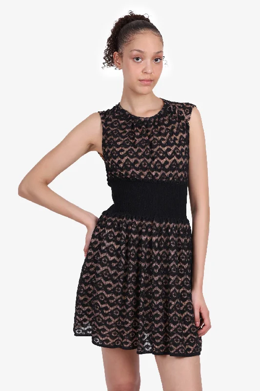 Glow iridescent dress-Alaia Black/Nude Pattern Sleeveless Dress Size 40