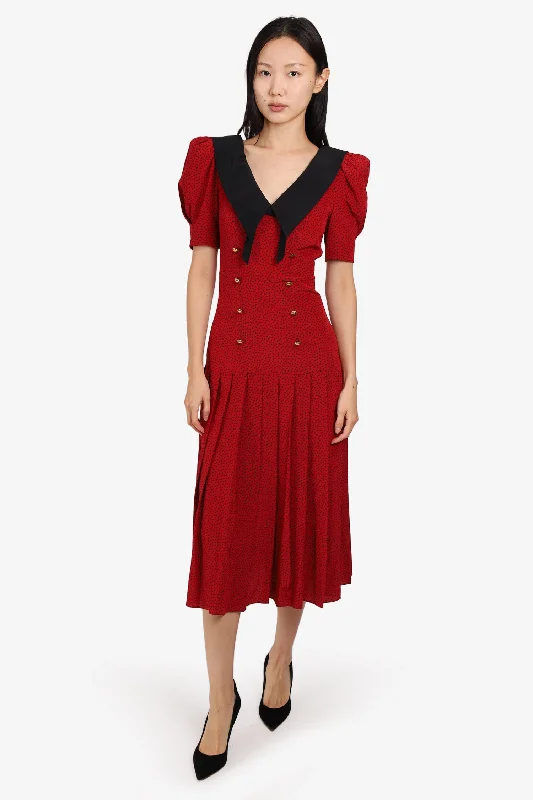 Wild spectrum dress-Alessandra Rich Red/Black Polka Dot Dress Size 38