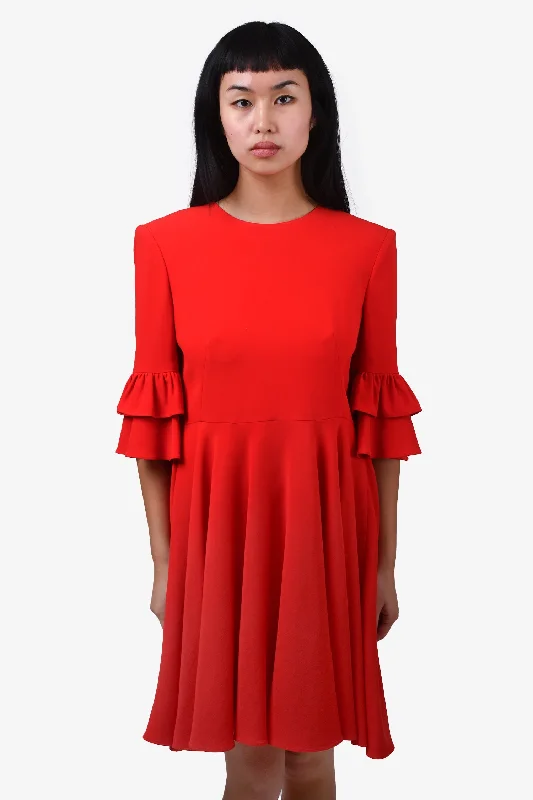 Day relaxed dress-Alexander McQueen Red Ruffle Mini Dress Size 42