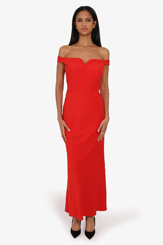 Meal twirl dress-Alexander McQueen Red Square Neckline Long Dress Size 42