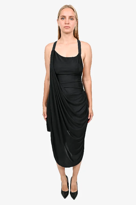 Stroll prairie dress-Alexander Wang Black Elastic Strap Wrap Sleeveless Midi Dress Size 0