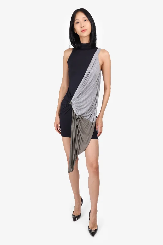 Hike earthy dress-Alexander Wang Black/Grey Jersey Mini Dress Size S