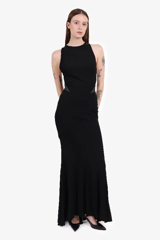 Dress 长尾词（300个）Alexandre Vauthier Black Mesh Sleeveless Maxi Dress Size 40