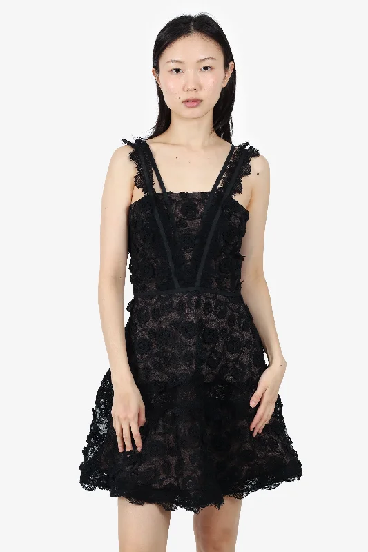 Damask prom dress-Alexis Black Lace Appliqué Sleeveless 'Mindy' Mini Dress Size S