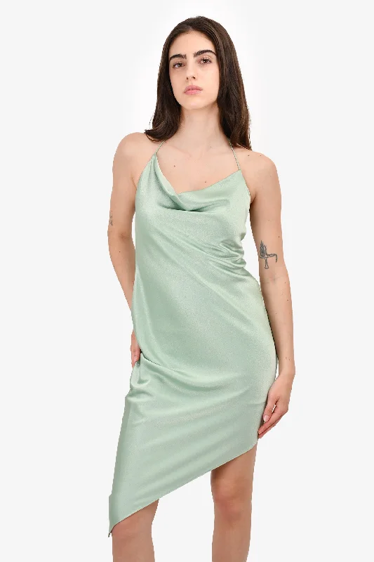 Structured evening dress-Alice + Olivia Green Asymmetrical Dress Size 4