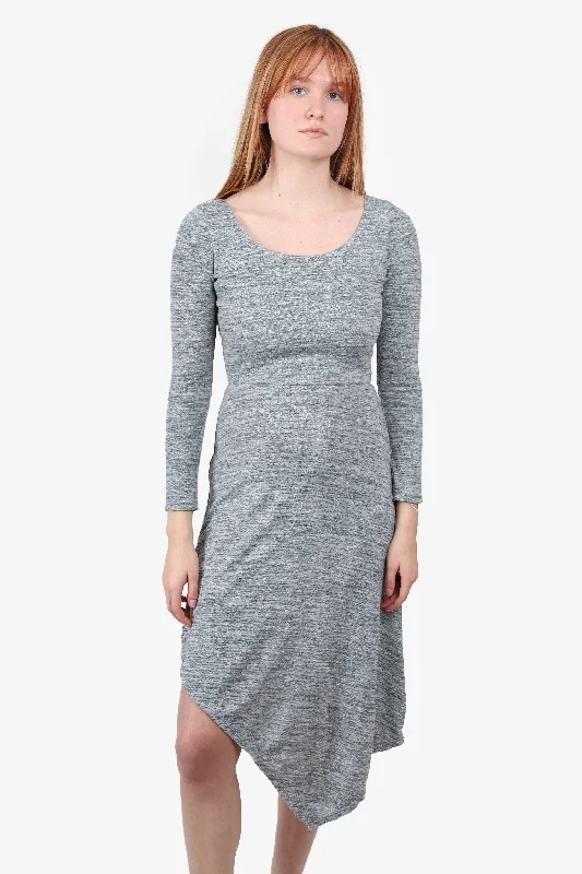 Stretchy jersey dress-Alice + Olivia Grey Midi Dress Size 2