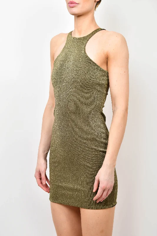 Desert street dress-All Saints Green Shimmer Halterneck Mini Dress sz 4