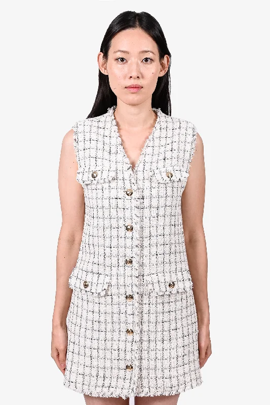 Smooth sleek dress-Anine Bing White/Black Tweed Sleeveless 'Janet' Dress Size XS