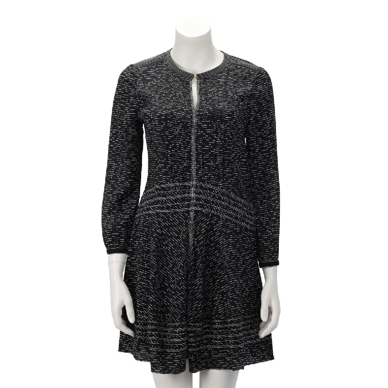 Rivet studded dress-Burberry Black & White Silk Printed Dress