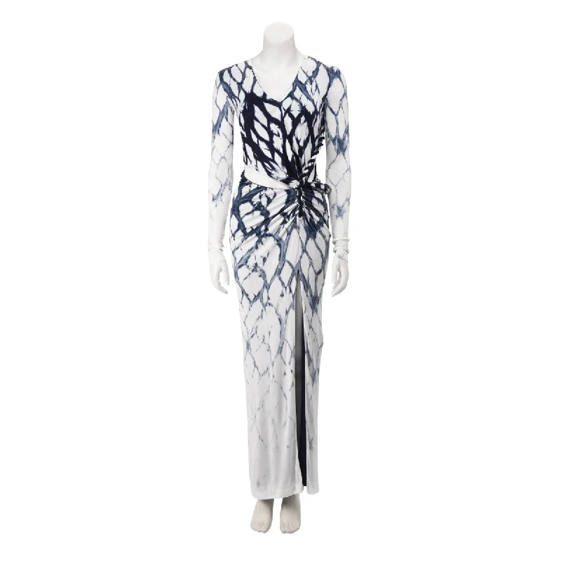 Bell-fit dress-Dion Lee Blue & White Shibori Longsleeve Rope Dress AU 6