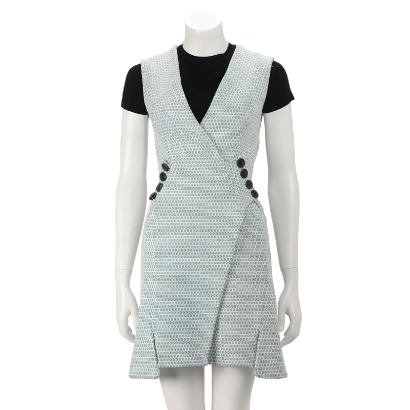 Shadow lace dress-Dior White & Green Sleeveless V-Neck Dress FR 34