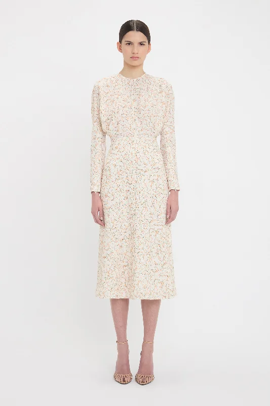 Prairie speck dress-Long Sleeve Dolman Midi Dress In Floral Ovation Peach