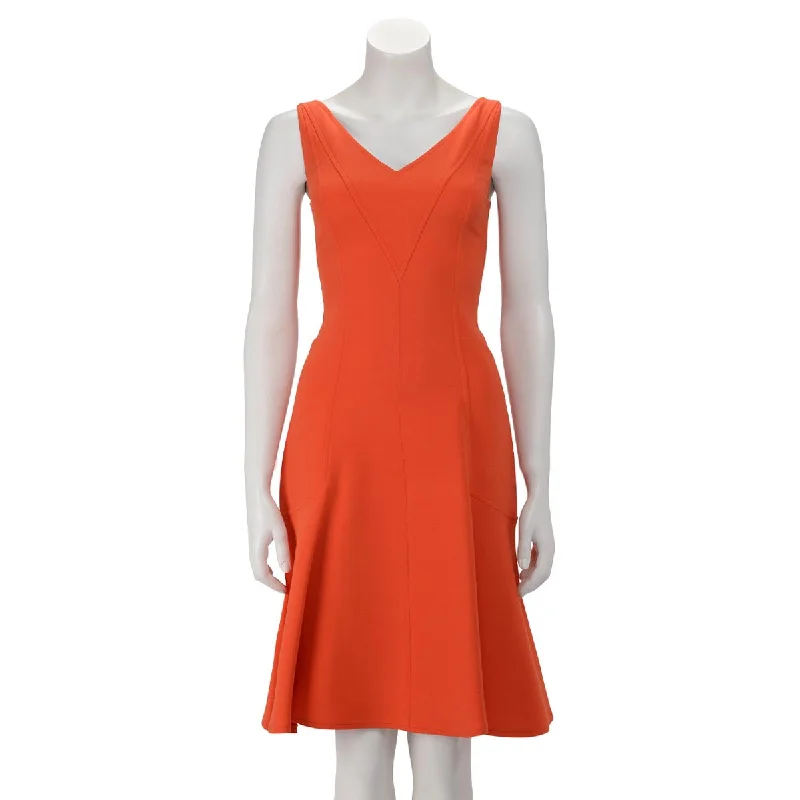 Faint soft dress-Louis Vuitton Orange Crepe V-Neck Paneled Dress FR 34