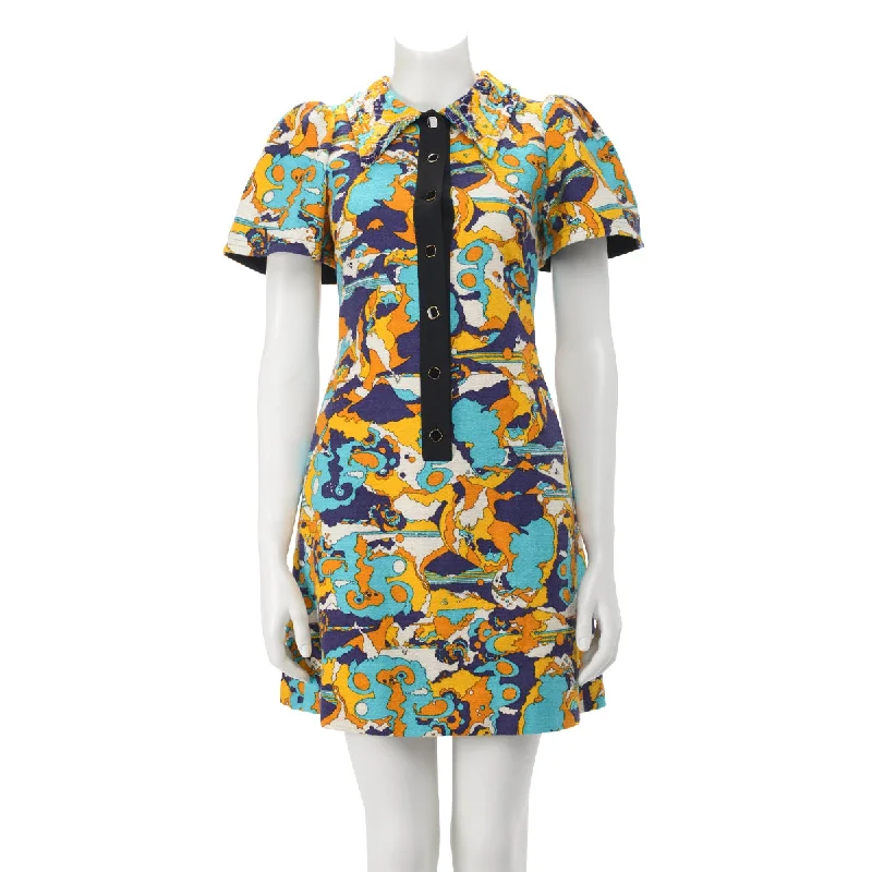 Windy vacation dress-Louis Vuitton Yellow Jacquard Abstract A-Line Dress FR 36