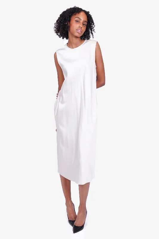 Loose smocked dress-'S Max Mara White Sleeveless Maxi Dress Size 40