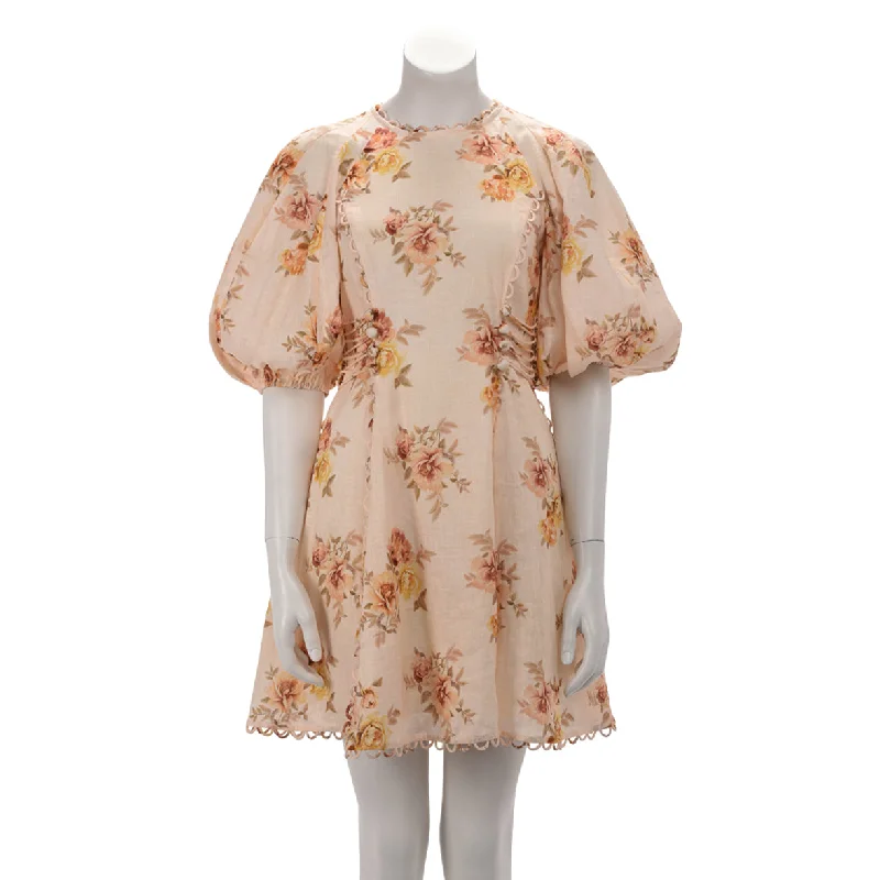 Collage hippie dress-Zimmermann Lemon Rose Linen Rosa Laced Mini Dress 1