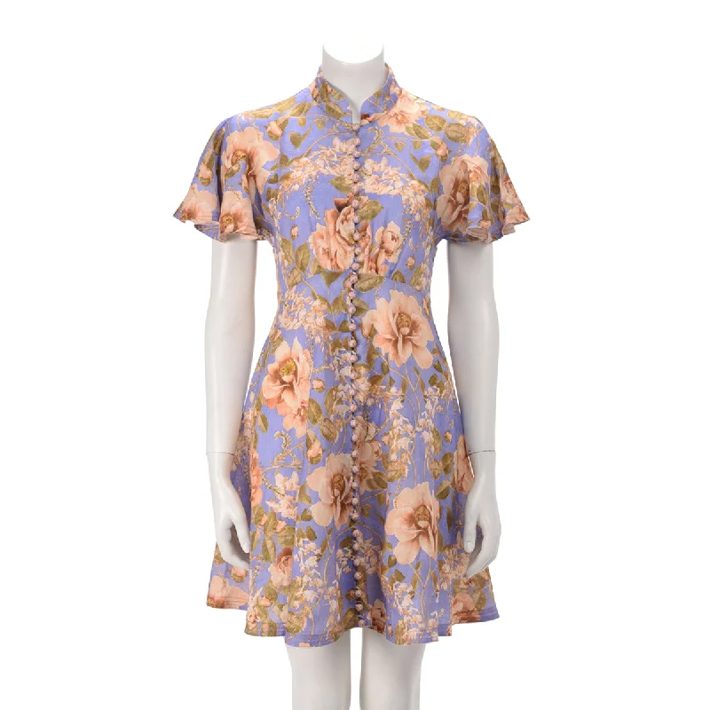 Blended gradient dress-Zimmermann Lilac Floral Linen Rosa Flutter Mini Dress 1