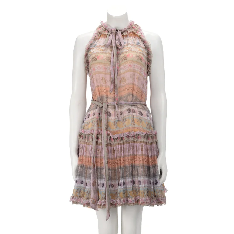 Frayed plaid dress-Zimmermann Multi-Colour Luminous Ribbon Swing Mini Dress 0