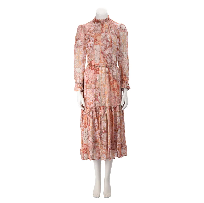 Lantern-sleeve picnic dress-Zimmermann Red Floral Kaleidoscope Tubular Midi Dress 0