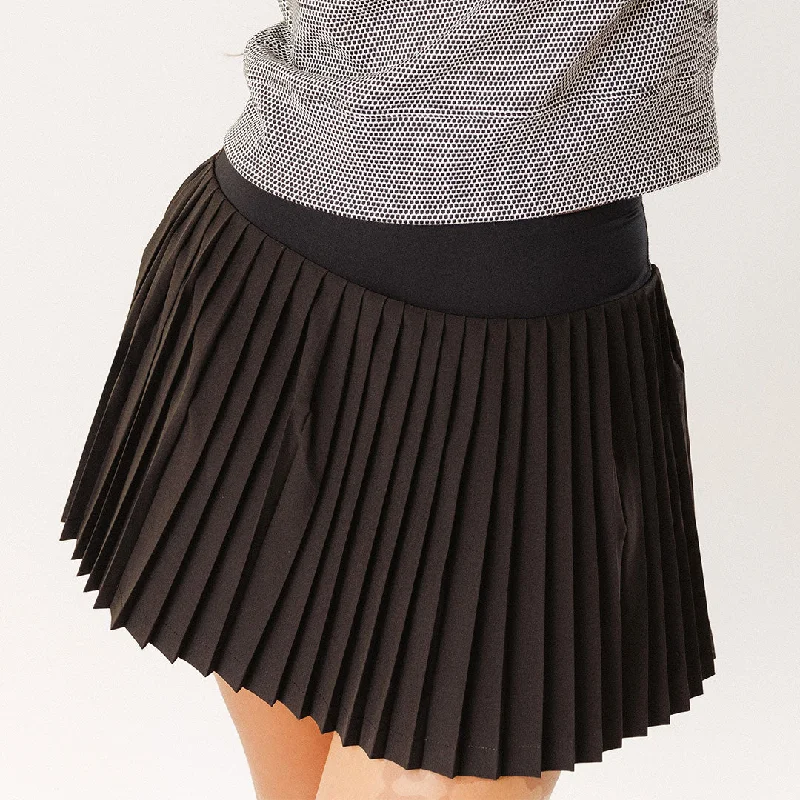 Wanderer woven skirt-Pleated Tennis Skirt, Black