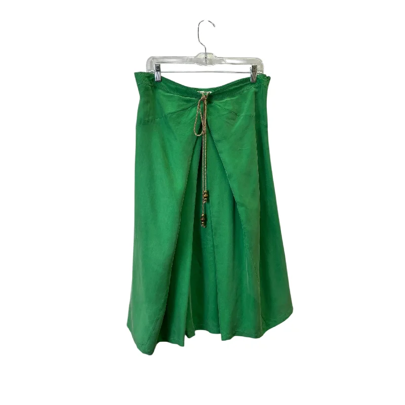 Shiny satin skirt-Skirt Designer By Diane Von Furstenberg In Green, Size:4