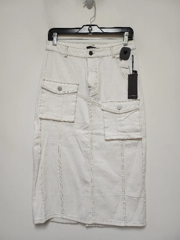 Woven tiered skirt-Skirt Maxi By Forever 21 In White Denim, Size: 8