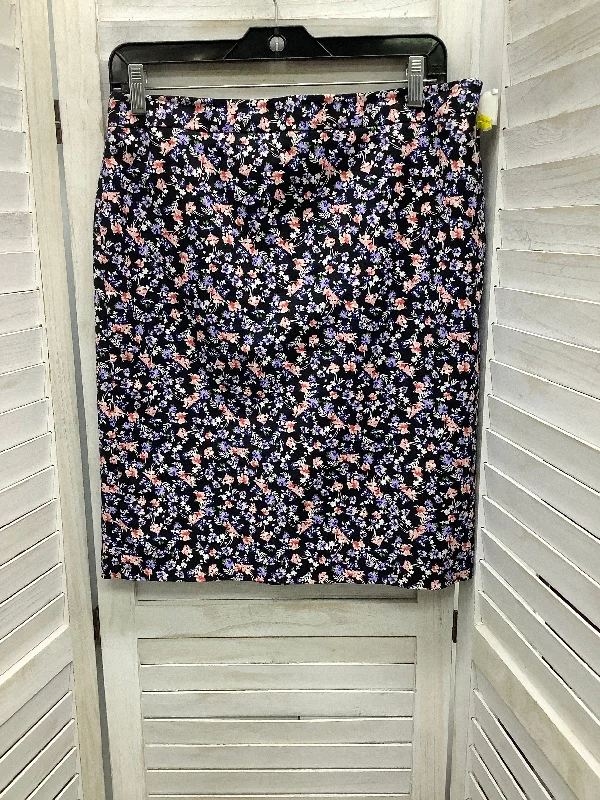 Twill tall-rise skirt-Skirt Midi By Liz Claiborne In Floral Print, Size: 10