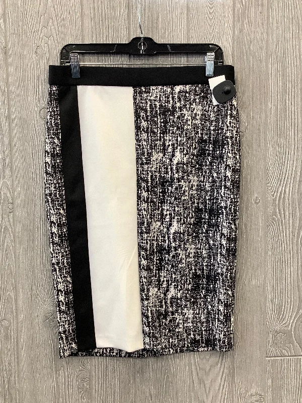 Twill casual skirt-Skirt Midi By Vince Camuto In Black & White, Size: 8