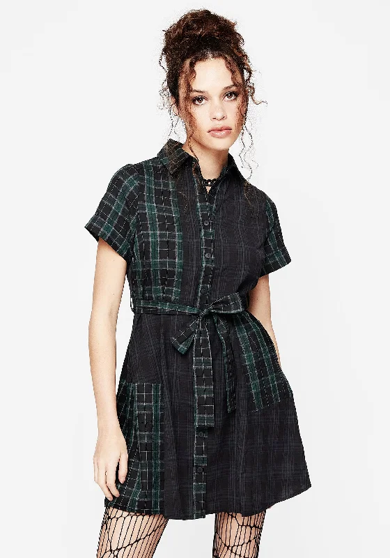 Fierce tiger dress-Analogue Check Cotton Mini Shirt Dress