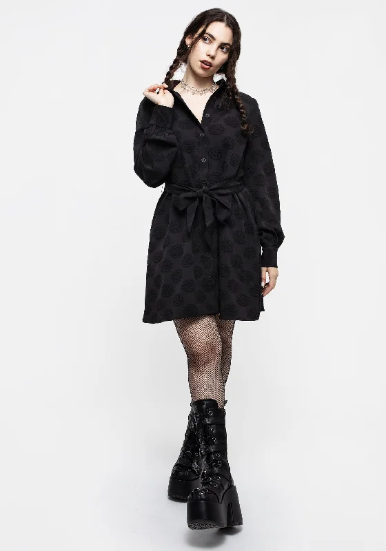 Fine silk dress-Arachnida Jacquard Mini Shirt Dress