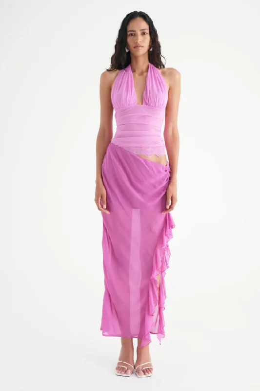 Parade tie-dye dress-Penelope Halter Maxi Dress Pink