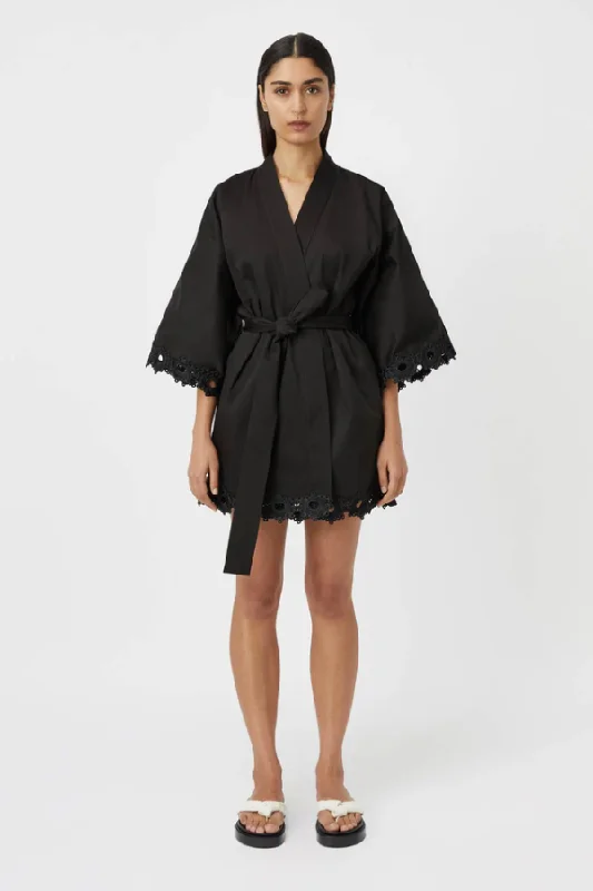 High-end cocktail dress-Marina Robe Mini Dress Black