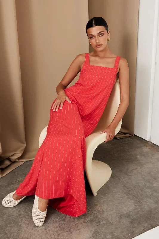 Argyle school dress-Cannes Maxi Dress (Red)