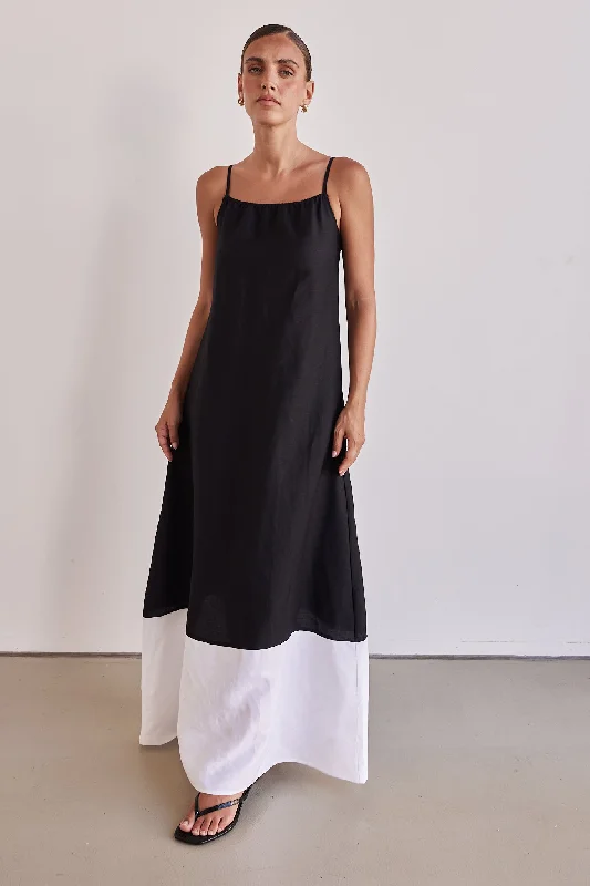 Stretchy jersey dress-Coco Maxi Dress (Black)