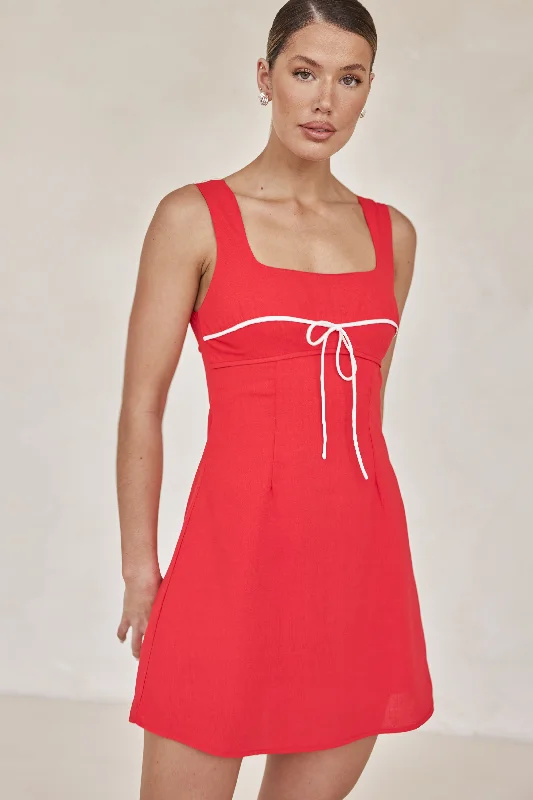 Tiered midi dress-Cynthia Mini Dress (Red)