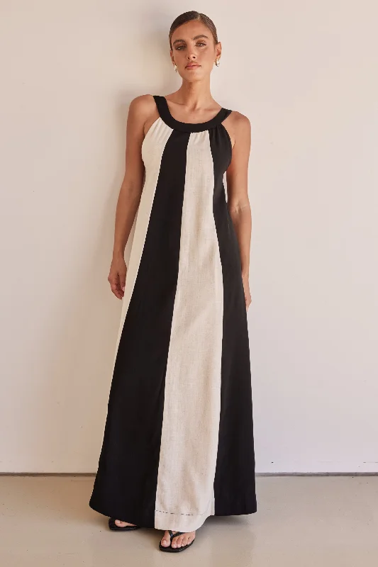 Ripple party dress-Delphine Maxi Dress (Black)