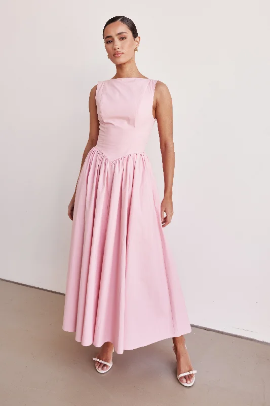 Hemmed elegant dress-Devin Maxi Dress (Pink)